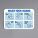 A blue and black reflective decal with a diagram showing how to wash your hands.