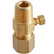 An Avantco brass pilot gas regulator valve with a nut.