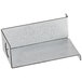 A rectangular metal box with a hole in a metal shelf.