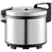 An Avantco stainless steel rice cooker with a lid.