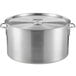 A large silver aluminum Choice sauce pot with a lid.