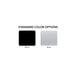 A white square with a black border and black and white rectangles.