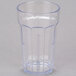 A clear plastic Cambro tumbler with a straw.