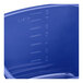 A blue cleaning pail with embossed quart measurements up to 8 quarts.