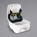 A white San Jamar Tear-N-Dry Summit hands-free roll towel dispenser with a clear glass window.