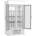 A white Beverage-Air MarketMax merchandising refrigerator with glass doors.