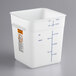 a white plastic container with blue writing