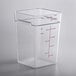 A Carlisle clear plastic food storage container.