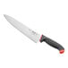 A white Schraf chef knife with a black TPRgrip handle.