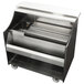 A Perlick stainless steel mobile bar with a shelf.