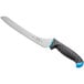 a knife with a black handle