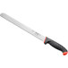 A Schraf serrated slicing knife with a black handle.