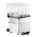 A Vollrath refrigerated beverage dispenser with three clear containers.