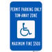 A blue and white Lavex aluminum parking sign with a wheelchair symbol and text that reads "Handicapped Permit Parking Only / Tow-Away Zone"