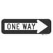 A black and white Lavex "One Way" sign with a right arrow.