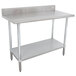 An Advance Tabco stainless steel work table with undershelf.