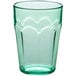 A green paneled plastic tumbler.