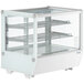 A white Avantco countertop display case with glass doors.