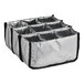 A silver tray with nine drink compartments.
