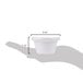 A hand holding a white Thunder Group smooth melamine ramekin with measurements.