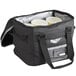 A black Vollrath insulated cooler bag with white containers inside.