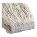 A close-up of a Rubbermaid white Rayon Cut-End Wet Mop Head.