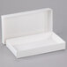 A white rectangular Valentine's Day candy box with an open lid.