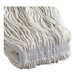 A close-up of a white Rubbermaid wet mop head.
