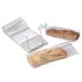 A loaf of bread in a Choice clear plastic bag.