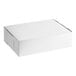 A plain white rectangular cake or bakery box with a closed lid.