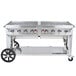 A Crown Verity RCB-60 outdoor rental grill with wheels.