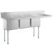 A Regency stainless steel three compartment sink with a right drainboard.