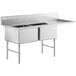 A Regency stainless steel double bowl sink with a right drainboard.