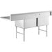 A Regency stainless steel two compartment commercial sink with right drainboard.
