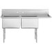 A Regency stainless steel two compartment sink with right drainboard.