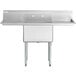 A Regency stainless steel one compartment sink with drainboards.