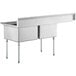 A Regency stainless steel commercial sink with two compartments and a left drainboard.