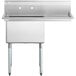 A Regency stainless steel commercial sink with a right drainboard and galvanized steel legs.