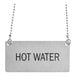 A Choice 13" coffee chafer urn chain with a "hot water" label attached.