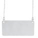 A silver rectangular sign reading "Decaf" with a chain.
