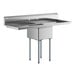 A Regency stainless steel sink with galvanized steel legs and 2 drainboards.