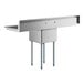 A Regency stainless steel sink with galvanized steel legs.