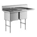 A Regency stainless steel commercial sink with two compartments and a drainboard on the right.