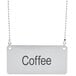 A silver chain with a "Coffee" label attached to it.