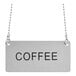 A silver chain with a "Coffee" label attached.