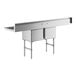A Regency stainless steel two compartment commercial sink with drainboards and cross bracing.