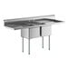 A Regency stainless steel commercial sink with two compartments and drainboards.