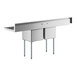 A Regency stainless steel 2 compartment sink with drainboards and galvanized steel legs.