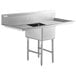 A Regency stainless steel one compartment sink with 2 drainboards and stainless steel legs.