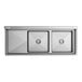 A Regency stainless steel two compartment sink with drainboard.